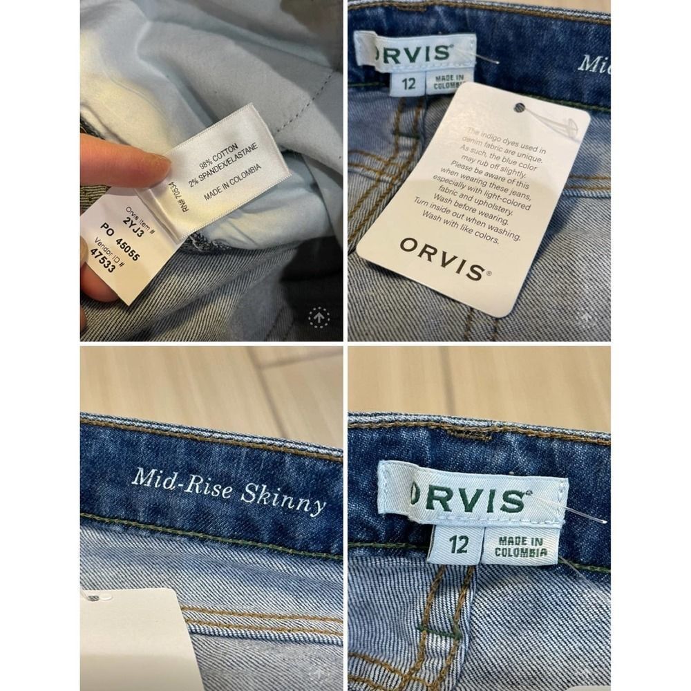 Orvis 10” rise skinny jeans womens sz 12 (Fits size 10 better) stretch NWT - Picture 8 of 10